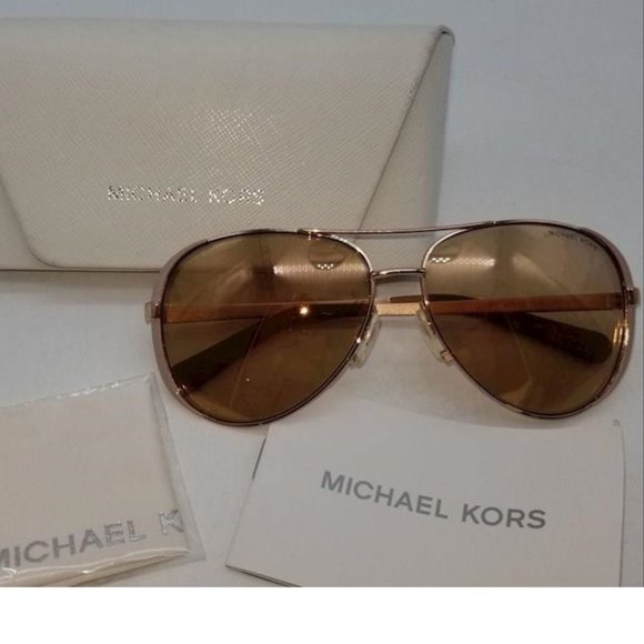 Accessories - A42-Authentic Michael Kors Empire Amber Aviator Gold Tint Sunglasses